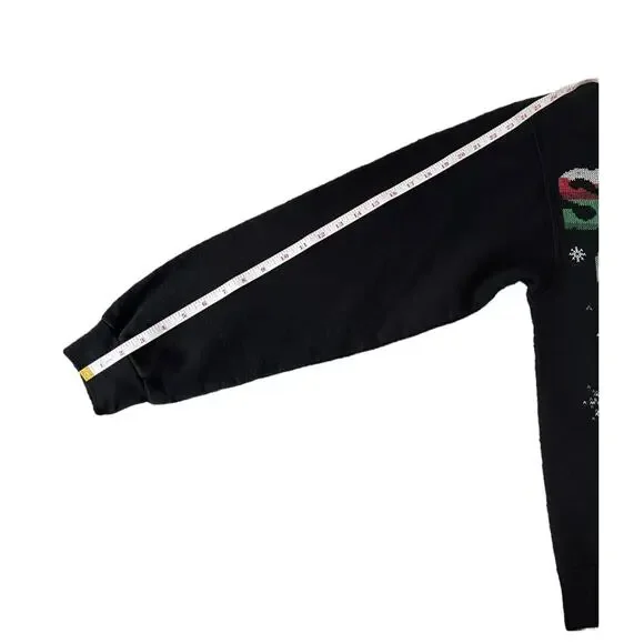 Holiday Time Ugly Christmas Men's Sweater Santa Claws Black Crewneck Size Small - Picture 7 of 7